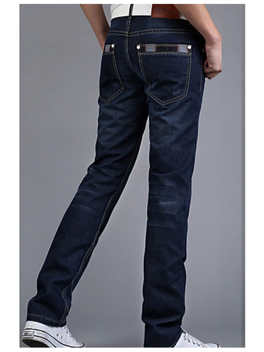 Men's Solid Casual Jeans,Cotton Blue