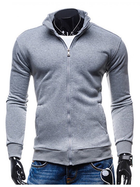 Men's Long Sleeve Hoodie & Sweatshirt,Cotton Solid