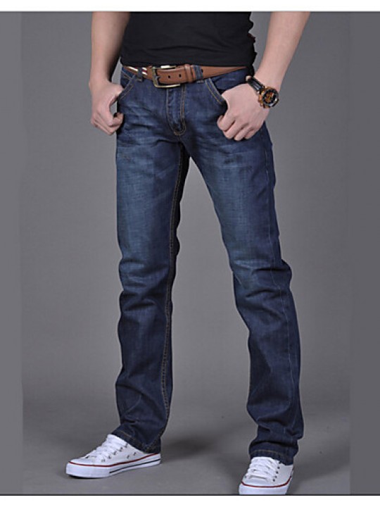 Men's Solid Casual Jeans,Cotton Blue