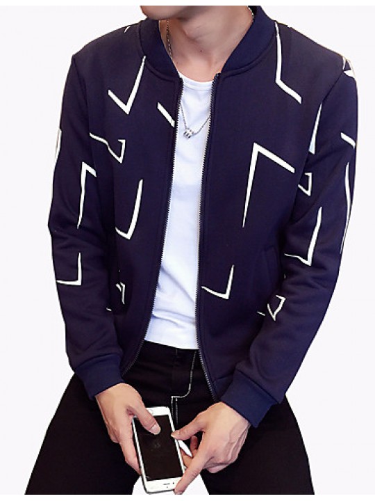 Men's Fashion Irregular Shaped Printing Slim Fit Casual Sport Cardigan Sweatshirt; Casual/Plus Size/Sport