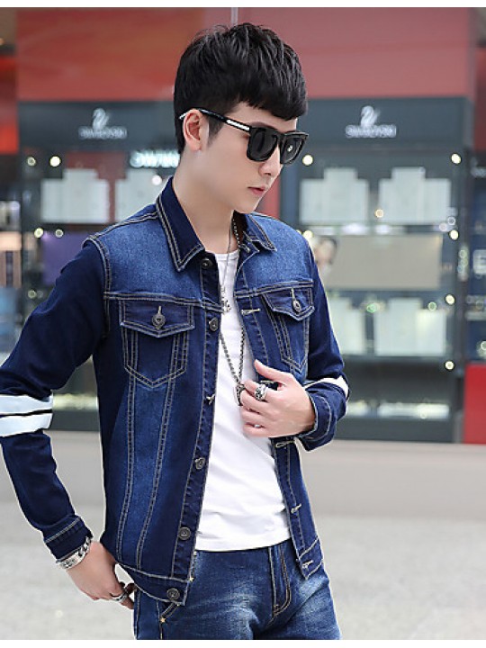 The new summer youth stretch slim jeans thin breathable stamp casual denim jackets