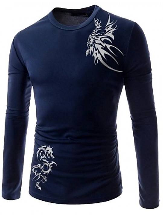 Men's Longfeng tattoo printing breathable leisure long-sleeved fleece