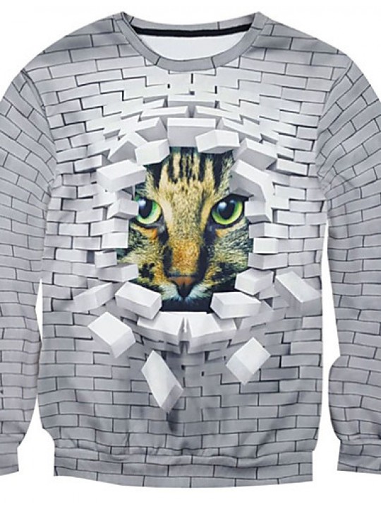 New Fashion Men Cats Printed Pullover Long Sleeve 3d Sweatshirt