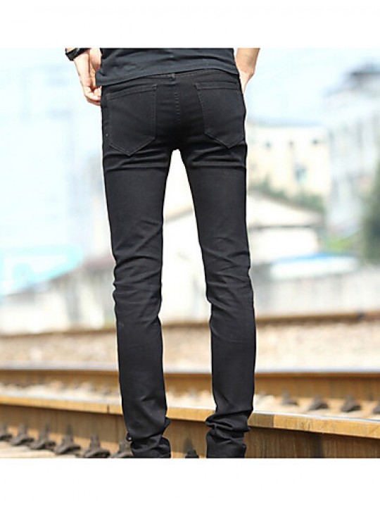 Men's Solid Casual Jeans,Cotton Black