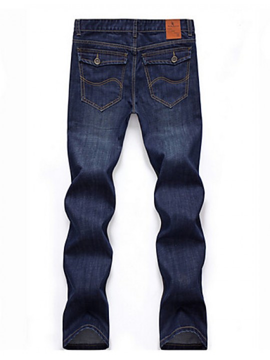 Men's Solid Casual Jeans,Cotton Blue