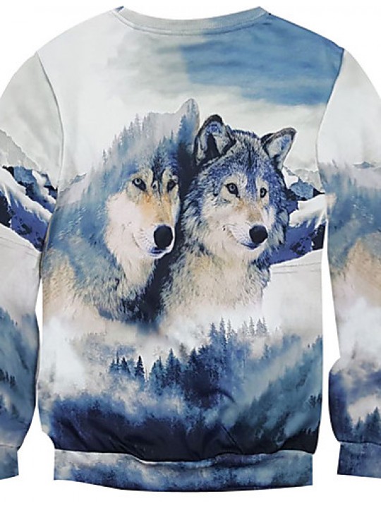 New Fashion Men Wolf Printed Pullover Long Sleeve 3d Sweatshirt