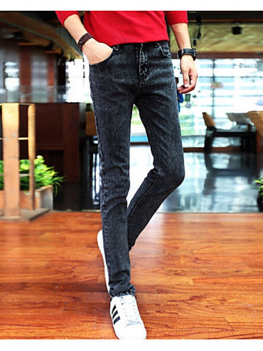 Men's Solid Casual Jeans,Cotton Black