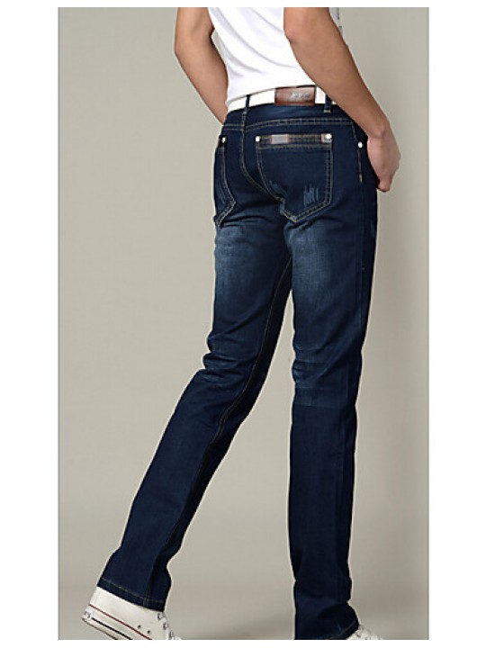 Men's Solid Casual Jeans,Cotton Blue