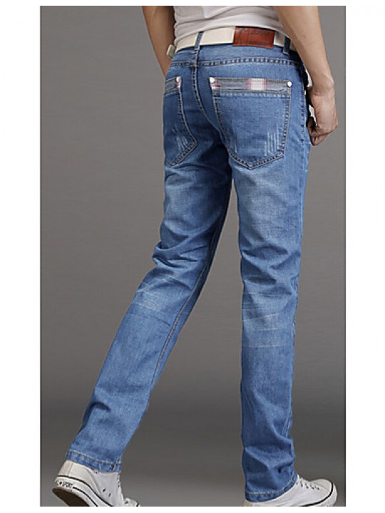 Men's Solid Casual Jeans,Cotton Blue