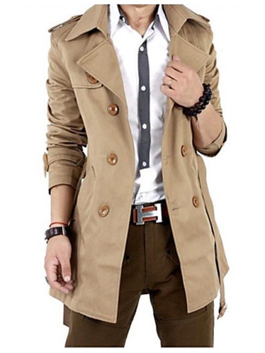 Men Autumn Trench Coat Men Double Breasted Trench Coat Men Outerwear Casual Coat Men's Jackets Windbreaker SOUH9