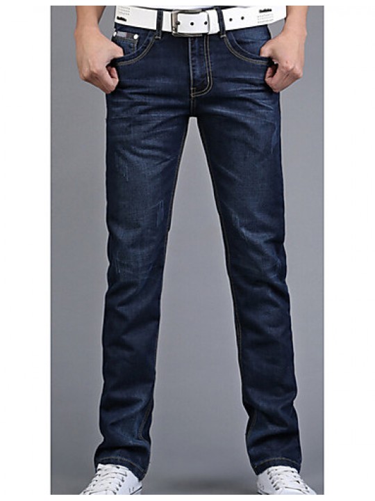 Men's Solid Casual Jeans,Cotton Blue